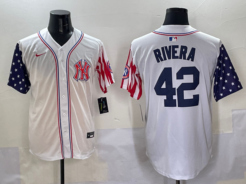 Men 2025 MLB New York Yankees 42 Rivera white jersey style 19